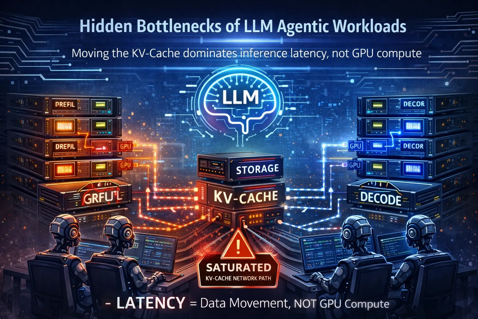 Diagrama de arquitectura DualPath mostrando rutas de datos entre motores de prefill y decode