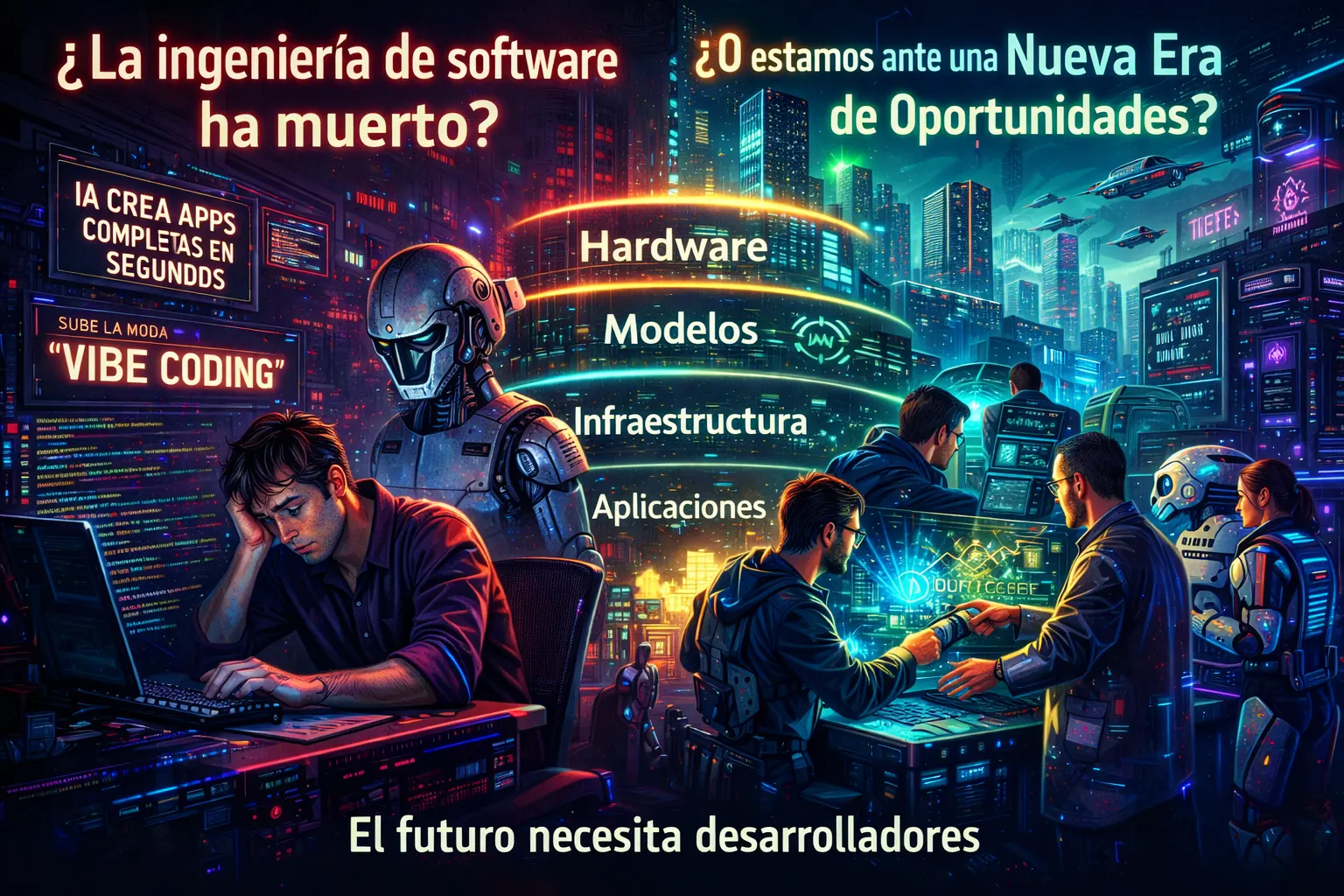 Desarrollador e IA colaborando en código