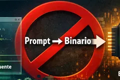 Diagrama comparando compilación tradicional con generación directa de binarios por IA