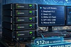 Cuatro unidades NVIDIA DGX Spark conectadas formando un clúster de IA local con un centro de mando